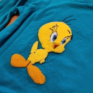 Vintage 90s Looney Tunes Tweety Bird Teal Crewneck Sweatshirt Women's XL